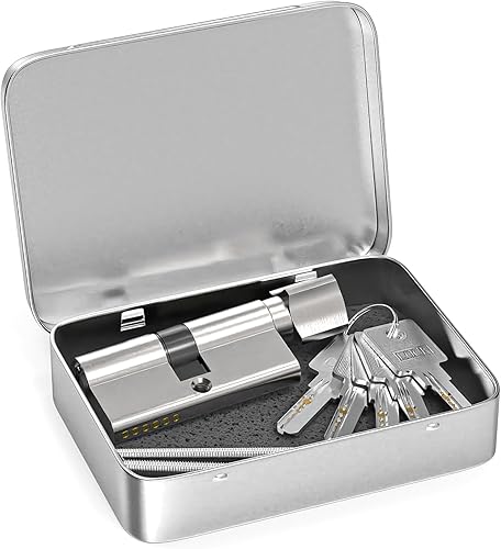 Cilindro a manopola 30/30, serratura a cilindro europeo, cilindro di chiusura con pomello, serratura di sicurezza per porta d'ingresso, serratura a cilindro 60 mm con 5 chiavi in ottone - Honorern