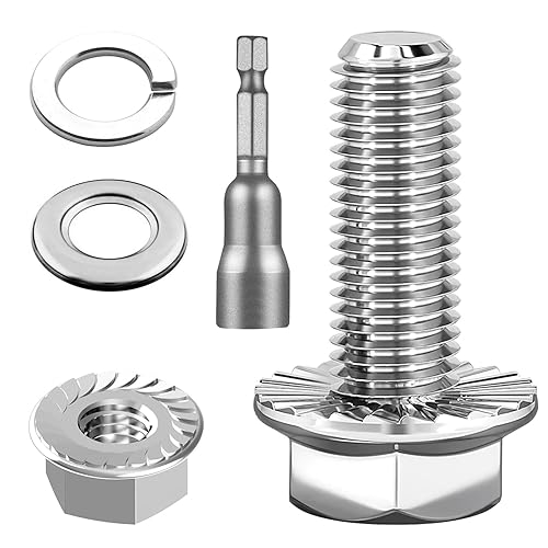10 Pezzi Set di Bulloni Esagonali M8 × 25 Completamente Filettati, Bulloni M8 a Flangia, Acciaio Inox, Set di Dadi Filettati, Rondelle e Dadi di Bloccaggio, Elementi di Fissaggio di Sicurezza (1) - Honorern