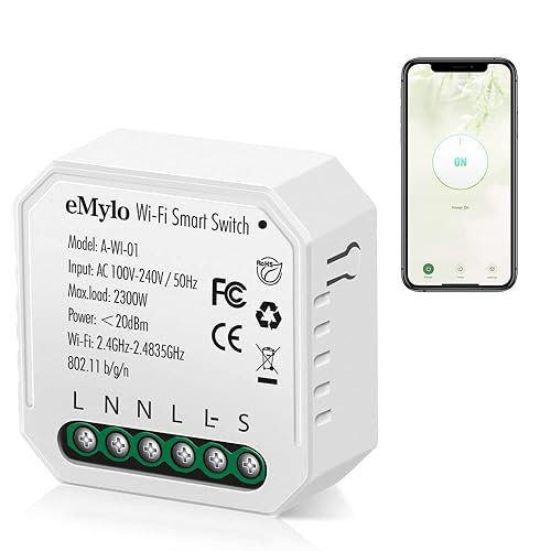 eMylo Mini Smart Wifi Relè Interruttore Telecomando Senza Fili Interruttore Della Luce Wifi AC 220V 2 Gang Interruttore Incorporato Modulo Relè 16A Timer Fai Da Te Controllo Vocale con Alexa Echo - Honorern