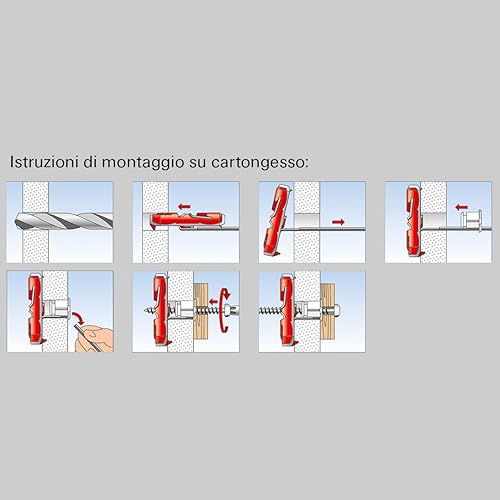 Fischer Tasselli per Cartongesso DUOTEC 10 SP con Vite cilindrica, Fissaggio ad Ancora per Carichi Elevati su Pannelli e Lastre, Foro 10 mm, 540179 - Honorern