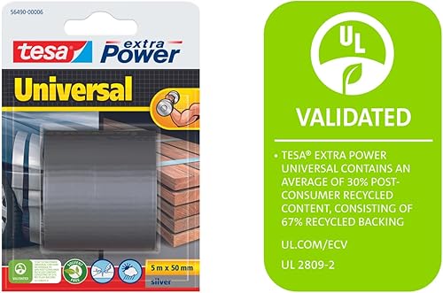 Tesa Extra Power Universale - Nastro Telato per Riparazioni, Fissaggio, Imballaggio, Marcatura e Sigillatura - Grigio - 5 m x 50 mm - Honorern