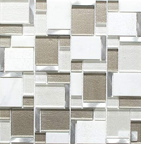 alluminio Tessere di mosaico bianca Beige chiaro Bicchiere di cristallo - Honorern