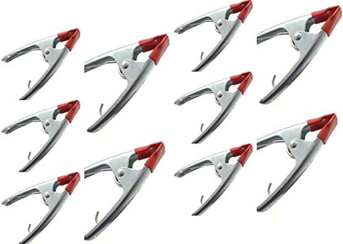 SET 10 MORSETTO PINZA A MOLLA 105 mm X FISSARE BLOCCARE IN ACCIAIO PUNTE PLASTIF ARGENTO - Honorern