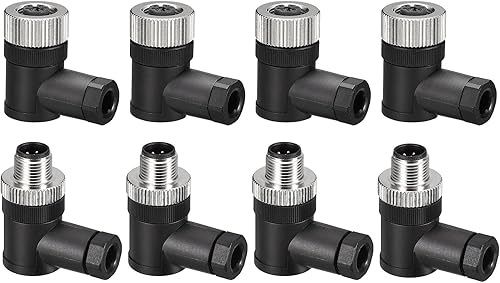 QUARKZMAN 5 Pin M12 Maschio & Femmina Aviazione Filo Connettore, 4 Set Piegatura Tipo Impermeabile IP67 Circolare Connettore per Network Strumenti Computer - Honorern