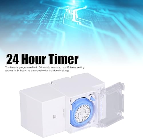 Timer, Interruttore meccanico di controllo del tempo, Timer meccanico 24 ore, Interruttore programmabile impermeabile 24h, per la casa, Cucina, Interno, Esterno (AC230V) - Honorern