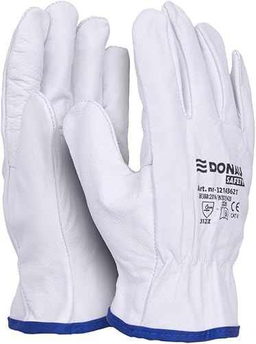 Guanti Da Lavoro Premium Driver In Pelle Di Capra/1 Paio Premium - Guanti da lavoro Driver in pelle di capra, 1 paio, taglia 8/M, colore: Bianco Unisex - Adulto (Pacco da 1) - Honorern