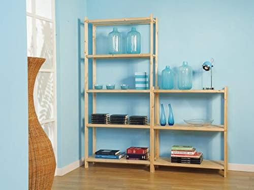 Scaffale Componibile 5 Ripiani, Scaffalatura Fai da Te, Legno Abete Grezzo, cm H170 x L80 x P35 - Honorern