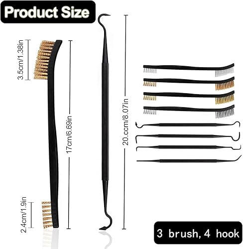 Mini spazzola metallica, speciali per la pulizia a doppia testa, con 4 spazzole a gancio per la pulizia,speciale gancio spazzole per la pulizia vernice ruggine sporco - Honorern