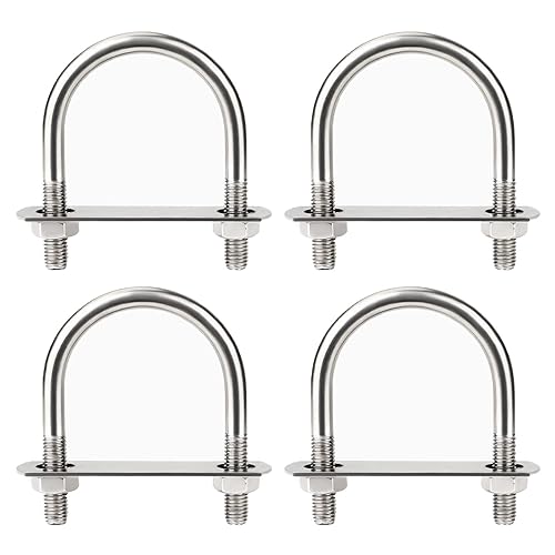 4 Pezzi Bulloni a Forma Di U, 304 Cavallotto A U Inox, Bulloni A U M6, Acciaio Inossidabile Rotondo U Bulloni, con Rondella e Dado Per Il Fissaggio Del Tubo, M6 x 44 mm (Larghezza Interna) - Honorern