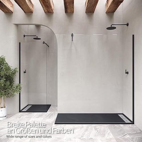 Piatto doccia SMC Hiemal 120 x 70 cm, bianco RAL 9016 – antisdrucciolevole, texture lavagna, antibatterico, resistente agli agenti chimici – Include valvola e griglia inox - Honorern