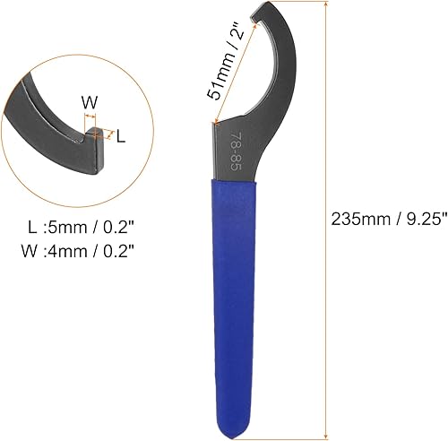 Chiave a Gancio C 78-85 Chiave a Gancio Antiurto Dado Mandrino in Acciaio con Impugnatura Antiscivolo Blu per Serraggio Tornio - Honorern