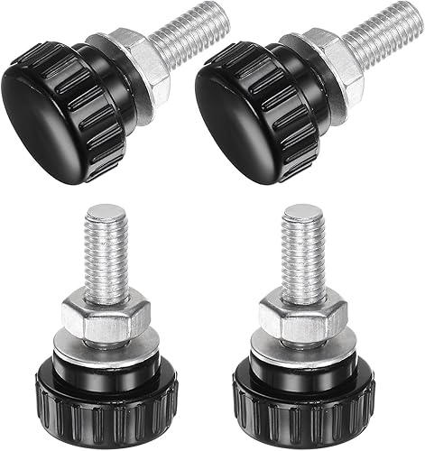 4 Set M8 x 25mm Manopole Zigrinate Filettatura Maschio Viti Testa Zigrinata Dadi Rondelle, Impugnatura Manopola Bloccaggio 25mm Manopole Testa Plastica Viti Testa Zigrinata, Nero - Honorern