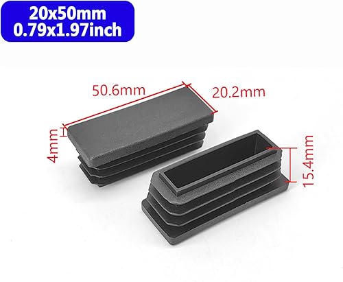 Tappi terminali per Tubi rettangolari Inserto per Tappi Tappi per Fori in plastica Nera Tappo terminale Rettangolare per Tubi Metallici,Recinzione,sedie da Tavolo e Gambe di mobili - Honorern