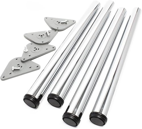 Wiltec Set 4 gambe tavolo regolabili in acciaio inox cromato Ø 60mm 710mm - Honorern