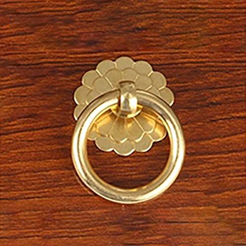 Tiazza 4 maniglie ad anello in ottone anticato, per armadietti da cucina, guardaroba, cassetti, mobili vintage, stile vintage (bronzo antico) - Honorern
