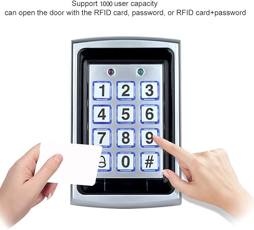 Lettore di schede EM con tastiera di controllo accessi in metallo RFID con 10 portachiavi EM4100 + copertura protettiva impermeabile per sistema di controllo accessi porta (Keypad+10 keys) - Honorern