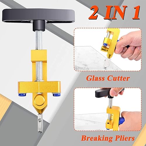 Tagliapiastrelle Manuale Utensile Manuale 2 in 1 Apriscatole Macchina per il Taglio del Vetro Ceramico Integrato Multifunzionale Oro - Honorern