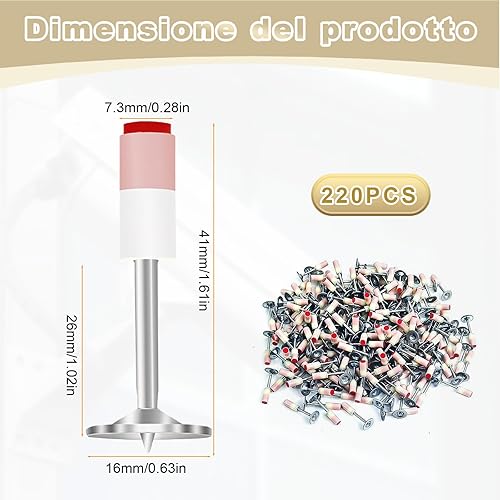 220 Pezzi Chiodi per Sparachiodi, Sparachiodi Manuale Chiodi per Sparachiodi, 7,3 mm Spara Chiodi per Cemento e Ferro, Pistola Sparachiodi per Riparazione dei Canali di Cavi da Muro e Soffitto - Honorern