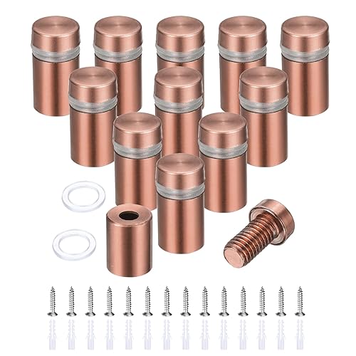 QUARKZMAN 12pz 1/2' x 4/5' Viti Supporto Acciaio Inossidabile Kit Hardware per Montaggio a Parete per Segni con 14pz Viti per Appendere Segni Vetro Acrilico Targhe Pubblicitarie, Oro Rosa - Honorern