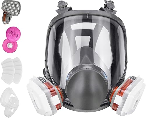 Maschera Respiratore Viso Con Filtro, Riutilizzabile 6800 Respiratore Viso Full Face Maschera Antiappannamento Anti-Nebbia Contro Fumi Organici Gas Respiratore - Honorern