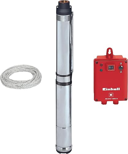 Einhell GC-DW 1300 N Pompa di profondità acque chiare (1300 W, portata max 5000 L/h, prevalenza 65 m, immersione max 20m, 10 giranti, incl. 20 metri corda e centralina) - Honorern
