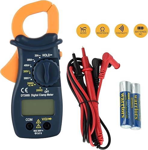 Electraline 59008 Multimetro digitale elettrico con pinza amperometrica portatile, 2000 conteggi conta tensione, Misura corrente, tensione, resistenza - Honorern