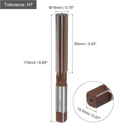 Alesatore Manuale 19mm H7 Punta Trapano Alesatore Metrico per Alesatura Fori in Metallo Legno, Flauti Dritti 9SiCr Utensile Taglio in Acciaio Legato - Honorern
