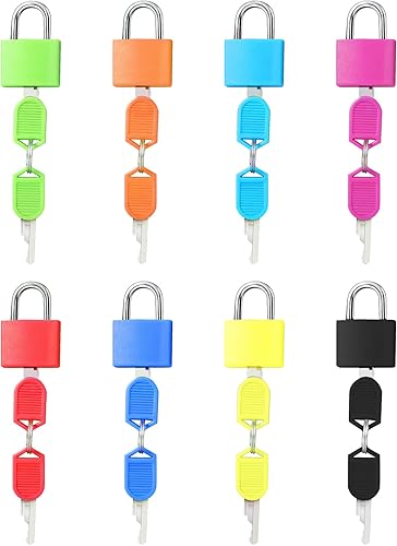 LAOYE 8 Pezzi Lucchetto a Chiave con Mini Lucchetto per Bagagli con 2 Chiavi Lucchetto da Viaggio Serrature per Zaino, Armadietti, Valigia Aereo, Vetrina Bagagli - Honorern