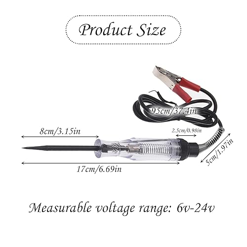 2 Pezzi Tester di Tensione Set, Lampada di Prova per Auto, Moto, Camion, 6V 12V 24V Tester per Circuiti, Portatile Penna di Prova per Sistemi a Bassa Tensione, Circuiti, Fusibili, Interruttori, Fili - Honorern