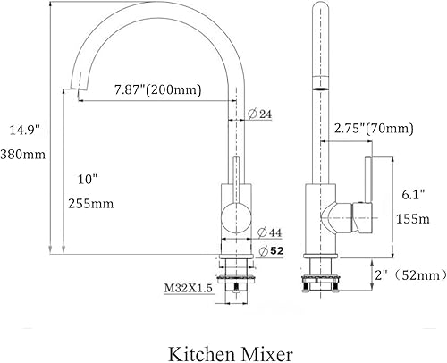 Trustmi monocomando per lavello cucina in ottone e bocca girevole , oro spazzolato - Honorern