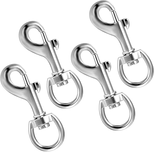 Moschettone con giunto girevole, 4 moschettoni in acciaio inox, 72 mm, moschettone, guinzaglio per cani, multifunzione - Honorern