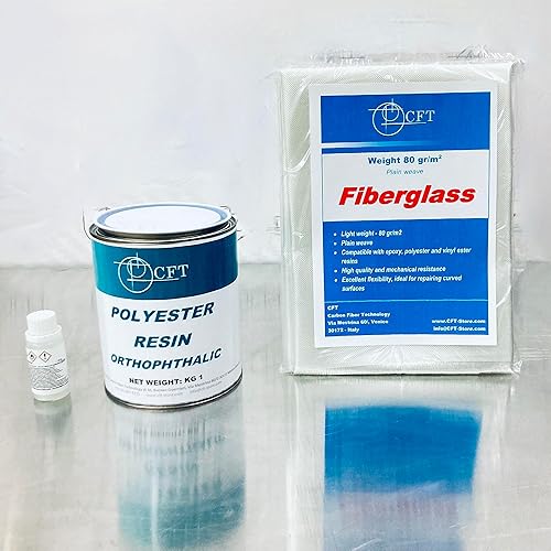 KIT VETRORESINA : RESINA POLIESTERE + FIBRA di VETRO 80 gr/m2 (ESSENTIAL) - Honorern
