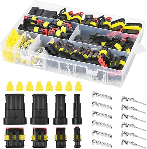 300 Pezzi Connettori Elettrici Impermeabili, Connettori per Cavi Elettrici, Connettore per Terminali Elettrici Plug per Auto, Camion and Moto, 1/2/3/4 Pin - Honorern