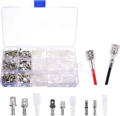 Capicorda Elettrici Connettori, Terminali a Crimpare Kit, Terminale a Crimpare Maschio e Femmina, Connettore a Crimpare Kit, Connettore del Cavo Elettrico, Con Manica, per Altoparlante Audio, 270pcs - Honorern