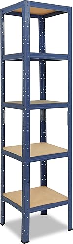 200x30x30cm HOME Scaffale metallo per carichi pesanti blu con 5 ripiani con 175kg capacità di carico/Scaffali in metallo per garage come scaffali per ripostiglio o officina - Honorern