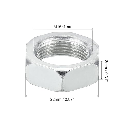 M16x1.0 Acciaio Dadi Esagonali 30pz Metrico Filettatura Finitura Zincata Hardware Dadi Vite Bullone Dispositivi Fissaggio per Lampade Macchinari Manutenzione 8mm Altezza - Honorern