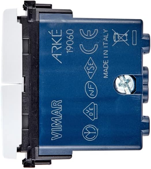 Vimar Arké 19060.B Commutatore 2P 10 AX 250 V, 6 Morsetti, a Due Tasti, con Frecce Direzionali e Posizione OFF Centrale, Max 100 W per Lampade con Alimentatore Integrato - Honorern