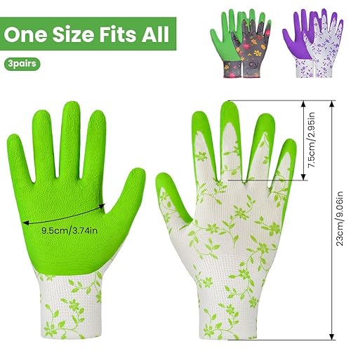 Guanti da Giardinaggio, 2 Paia Guanti da Lavoro per Donna Giardinaggio All'Aperto Guanti da Lavoro Protettivi Rivestimento in Gomma Traspiranti Guanti per Forbici da Potatura Guanti Lattice - Honorern