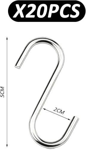 20 ganci in metallo a forma di S - multifunzionali e rimovibili per cucina, camera da letto e bagno - senza lasciare traccia - Honorern