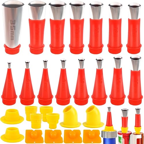 Kit di Beccuccio Silicone, 27PCS Pistole di Silicone Attrezzi per Calafataggio Ugello, Kit Universale Integrato in Gomma, Riutilizzabile Beccucci Silicone per Calafataggio per Lavabo da Cucina - Honorern