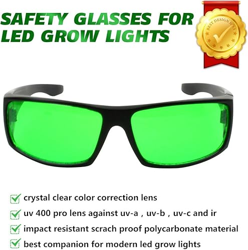 Esbaybulbs LED Occhiali protettivi,Grow Light Glasses Occhiali contro UV/IR,da vista per la correzione del colore al coperto per serra da giardino Hydroponics - Honorern