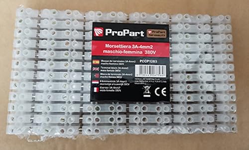 Morsettiera Bianca 24 Poli 10A - 10mm² Maschio-Femmina 380V 10pz - Honorern