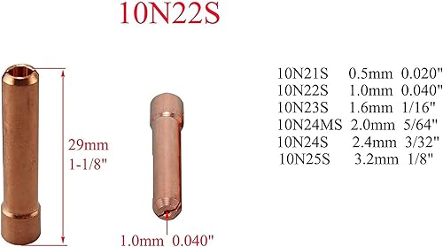 RIVERWELD TIG Stubby Gas Lens 17GL040 Ø1.0mm 10N22S Kit pinza TIG adatto DB SR WP 17 18 26 Torcia per saldatura TIG 10 pezzi - Honorern