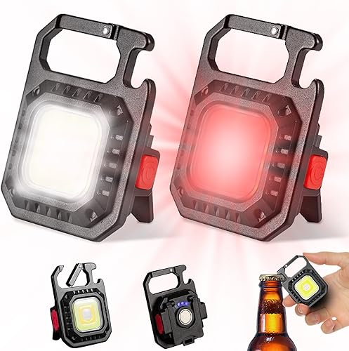 LETOUR Torcia ricaricabile, 5 modalità, luce LED portachiavi, impermeabile, portatile, tascabile, apribottiglie, base magnetica, per campeggio - Honorern