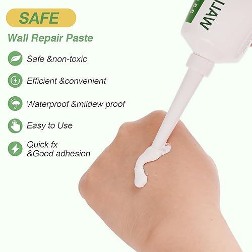 Stucco per Muro, 2 x 250g Bianco Stucco Riempitivo per Muro, Efficacemente Riparare Graffi da Parete, Fori per Unghie, Crepe, Graffiti - Honorern