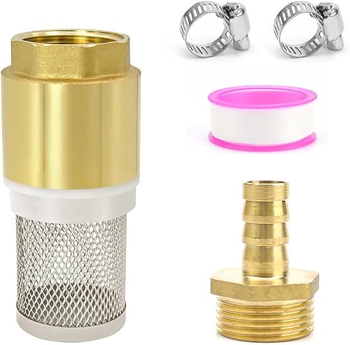 Valvola di Non Ritorno Acqua, 3/4' Valvola di Fondo, Filtro in Acciaio Inox, Ottone Filtro di Aspirazione in Otton, con Attacco Maschio da 3/4' e Nastro Grezzo, per Tubo Aspirazione, Pompa - Honorern