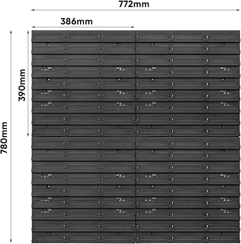 Parete degli attrezzi con scatole impilabili, 1152 x 780 mm, set di supporti per attrezzi e 20 pezzi - Honorern