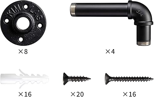 4 staffe per mensole resistenti per mensole, staffa per tubi industriali 15 cm, staffa vintage in ferro nero per montaggio a parete, mensola rustica per tubi domestici - Honorern