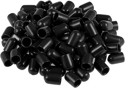 8mm Interno Dia Gomma Tubo Estremità Cappuccio, 100pz Vite Filo Protezione Copertura per Viti Bulloni, Nero - Honorern