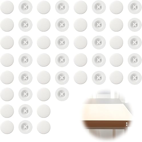 Copriviti per Viti Bianchi - 50 Pezzi di Cappucci in Plastica con Intaglio a Croce, Compatibili con la Maggior Parte delle Viti Phillips, Design Compatto e Antiscivolo - Honorern